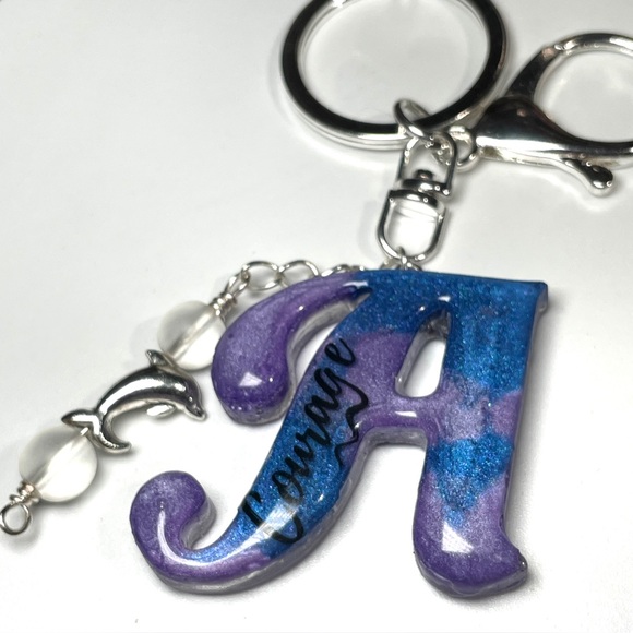 Clear Quartz Purple and Blue
Letter “A” Courage Keychain With Dolphin Charm - Picture 2 of 11